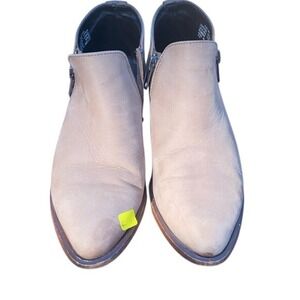 Leather Ankle Boots, Western Style, Side Zip, Casual Everyday, Neutral‎